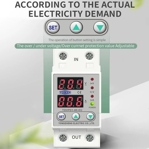 Реле напряжения TOMZN TOVPD1-40-VA, 220 В, 40 A, с защитой по напряжению Превью 3