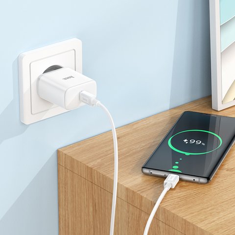 Adaptador de red Hoco C104A, 20 W, Power Delivery (PD), blanco, 1 puerto, #6931474782892 Vista previa  2