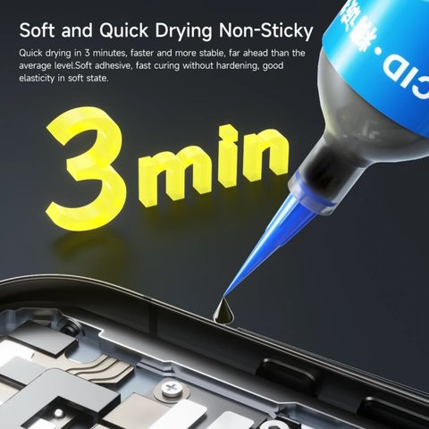 Adhesivo JCID TP-010B, poliuretano, negro, para pegar tapas traseras, para marcos de pantalla, de secado instantáneo, 10 ml Vista previa  1