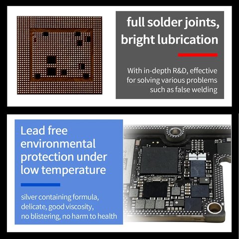 Pasta BGA Aixun AX-SP158M, Sn 96.5%,  Ag 3%, Cu 0.5%, 158 °C, 50 g Vista previa  3