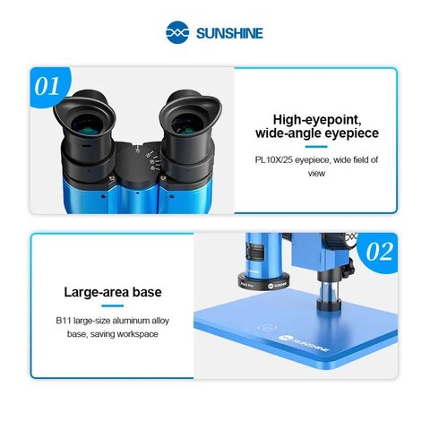 Microscopio Sunshine R360 Pro, trinocular, 7X-45X Vista previa  12