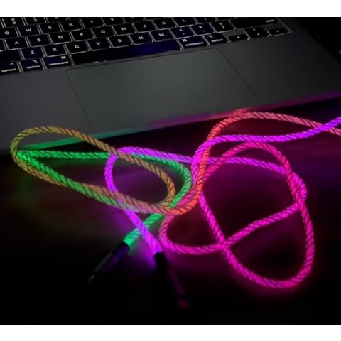 USB кабель Hoco U112, USB тип-C, Lightning, 100 см, 20 Вт, сірий, з підсвіткою, #6931474788795 Прев'ю 1