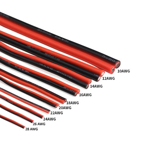 Провід в силіконовій ізоляції 2x24AWG, 0,25 мм², 1 м, чорний, червоний, UL3135 Прев'ю 1