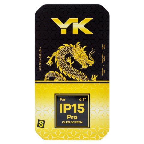 Дисплей для iPhone 15 Pro, чорний, з рамкою, High Copy, (OLED), YK OEM hard Прев'ю 1