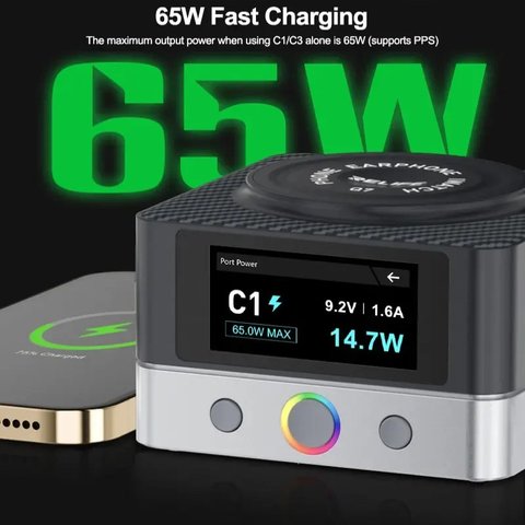 Мережевий зарядний пристрій RELIFE Q7, 80 Вт, Wireless Charge, Quick Charge, 6 портів Прев'ю 4